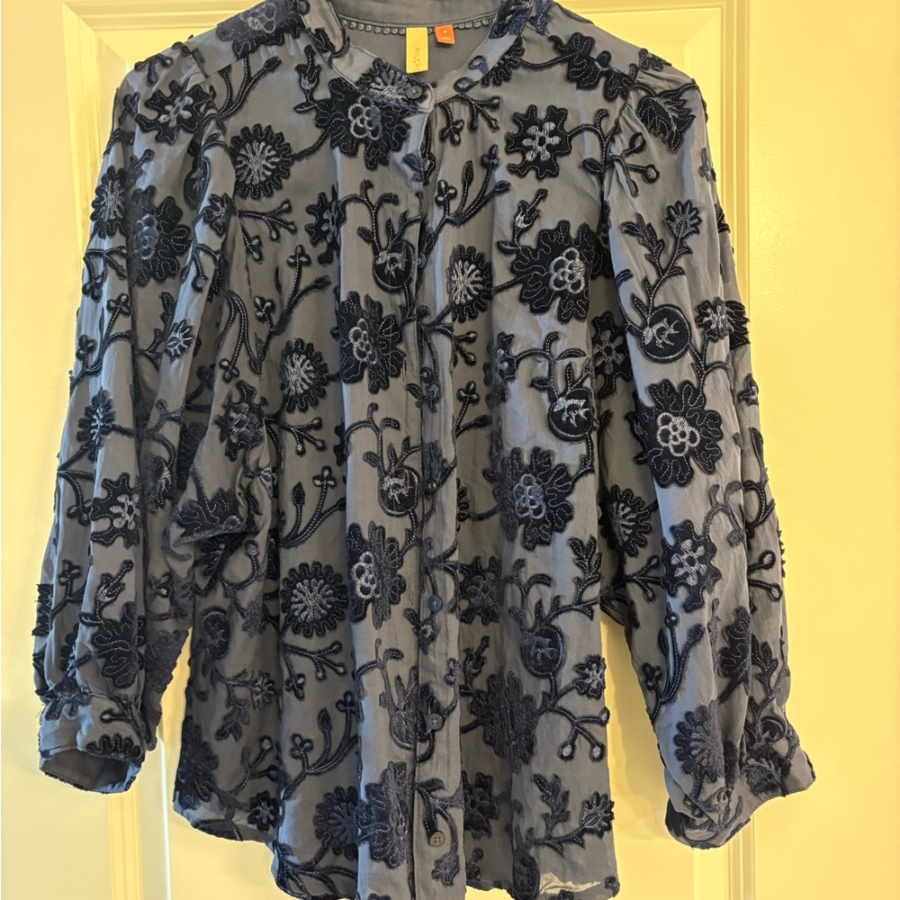 Anthropologie Floral Embroidered top